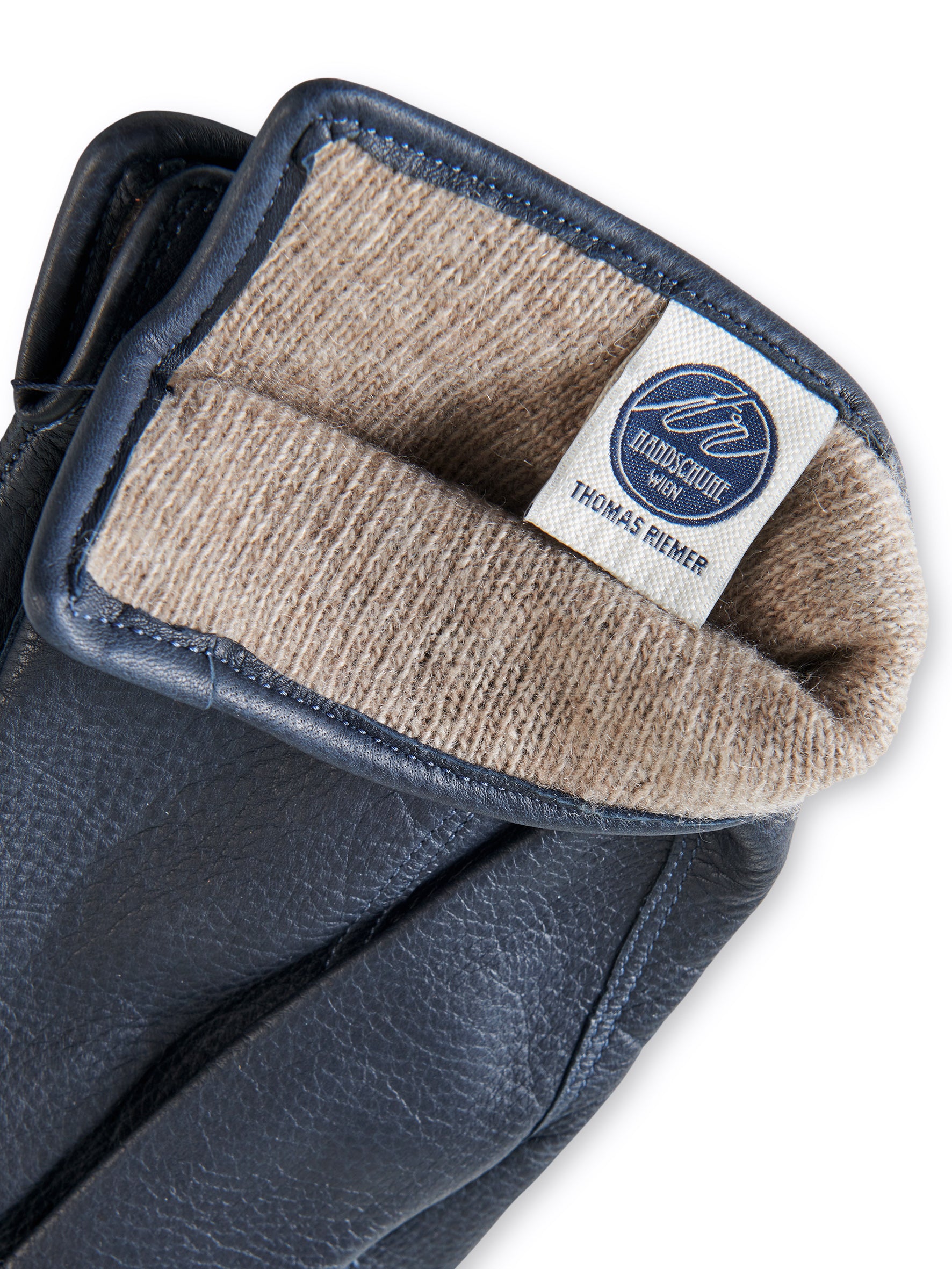 Dark blue deerskin gloves with cashmere lining